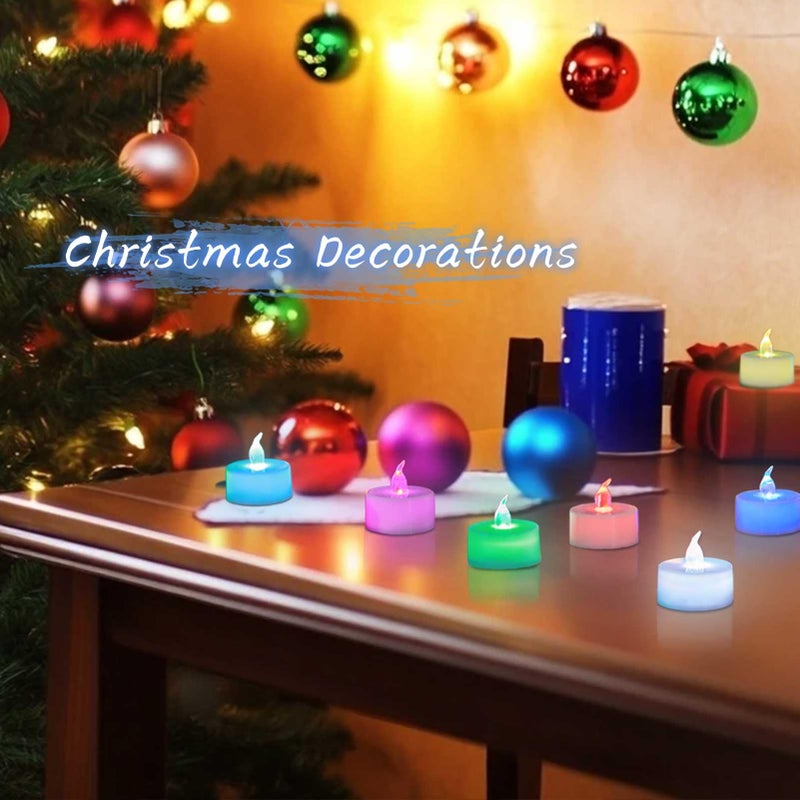 LANKER 24 Pack LED Tea Lights Candles, 7 Color Changing Flameless Tealights, Long Lasting Battery Operated Fake Candles, Decoration for Wedding, Halloween and Christmas (Multi-Color -24pcs) - Image 3